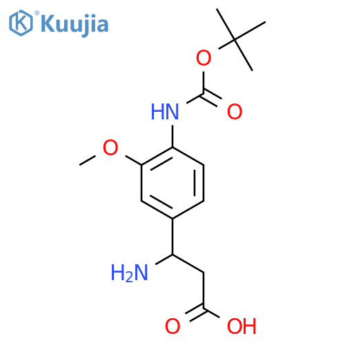 3-amino-3-(4-{(tert-butoxy)carbonylamino}-3-methoxyphenyl)propanoic acid structure