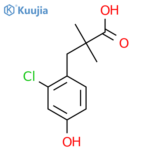 3-(2-chloro-4-hydroxyphenyl)-2,2-dimethylpropanoic acid structure