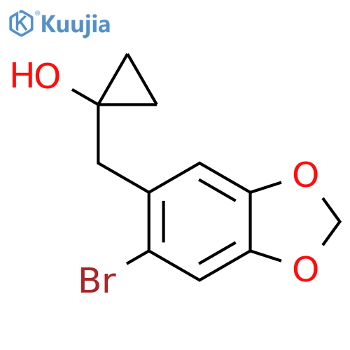 1-(6-bromo-1,3-dioxaindan-5-yl)methylcyclopropan-1-ol structure