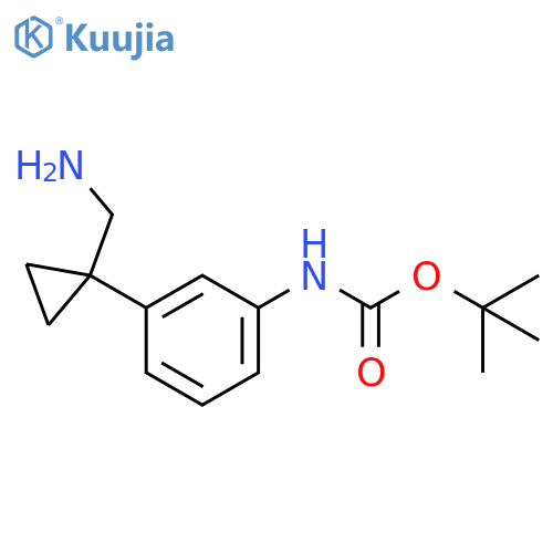 tert-butyl N-{3-1-(aminomethyl)cyclopropylphenyl}carbamate structure