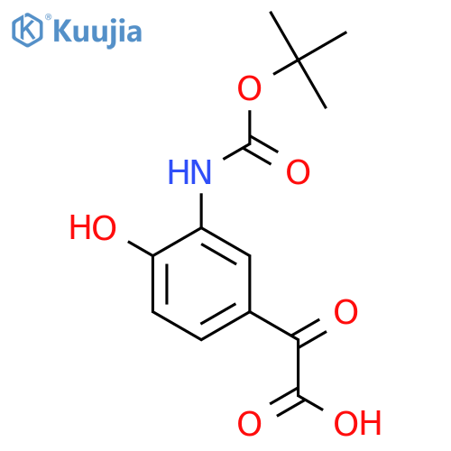 2-(3-{(tert-butoxy)carbonylamino}-4-hydroxyphenyl)-2-oxoacetic acid structure