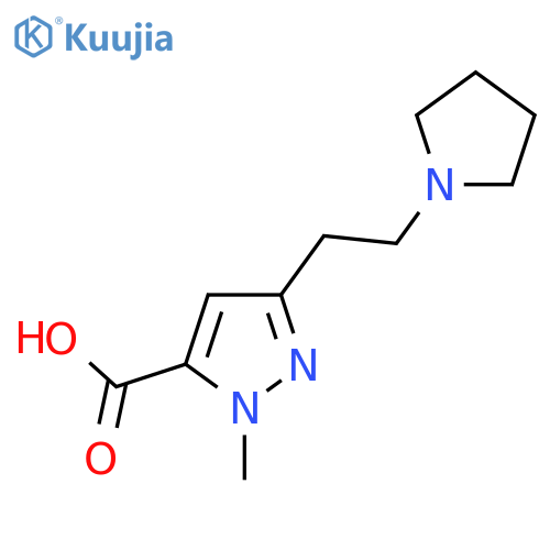 1-methyl-3-2-(pyrrolidin-1-yl)ethyl-1H-pyrazole-5-carboxylic acid structure