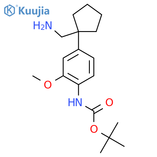 tert-butyl N-{4-1-(aminomethyl)cyclopentyl-2-methoxyphenyl}carbamate structure