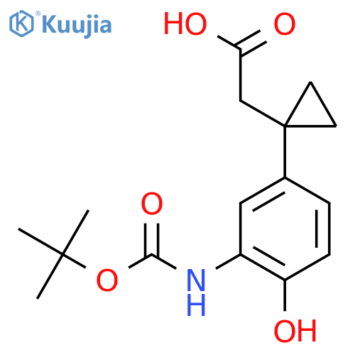 2-1-(3-{(tert-butoxy)carbonylamino}-4-hydroxyphenyl)cyclopropylacetic acid structure