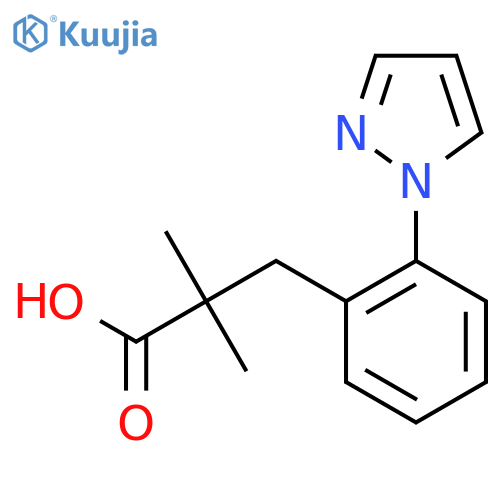 2,2-dimethyl-3-2-(1H-pyrazol-1-yl)phenylpropanoic acid structure