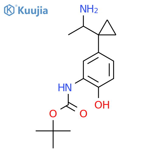 tert-butyl N-{5-1-(1-aminoethyl)cyclopropyl-2-hydroxyphenyl}carbamate structure