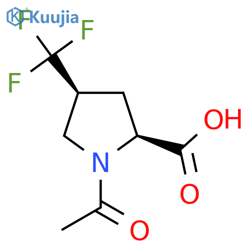 (2S,4S)-1-acetyl-4-(trifluoromethyl)pyrrolidine-2-carboxylic acid structure
