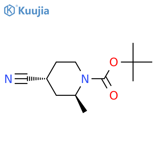 tert-butyl trans-4-cyano-2-methyl-piperidine-1-carboxylate structure