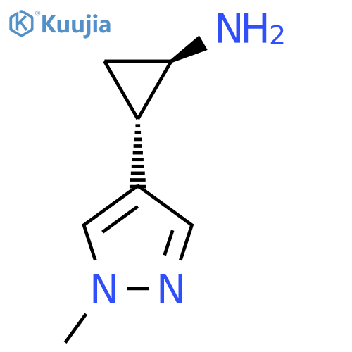 rac-(1R,2S)-2-(1-methyl-1H-pyrazol-4-yl)cyclopropan-1-amine structure