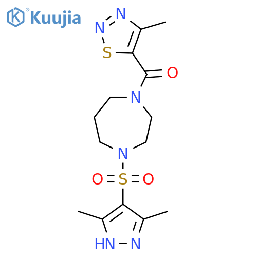 1-(3,5-dimethyl-1H-pyrazol-4-yl)sulfonyl-4-(4-methyl-1,2,3-thiadiazole-5-carbonyl)-1,4-diazepane structure