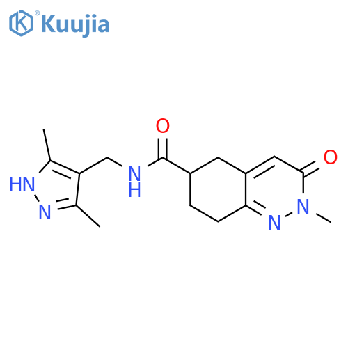 N-(3,5-dimethyl-1H-pyrazol-4-yl)methyl-2-methyl-3-oxo-2,3,5,6,7,8-hexahydrocinnoline-6-carboxamide structure