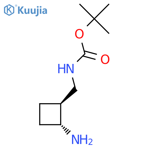 rac-tert-butyl N-{[(1R,2S)-2-aminocyclobutyl]methyl}carbamate structure