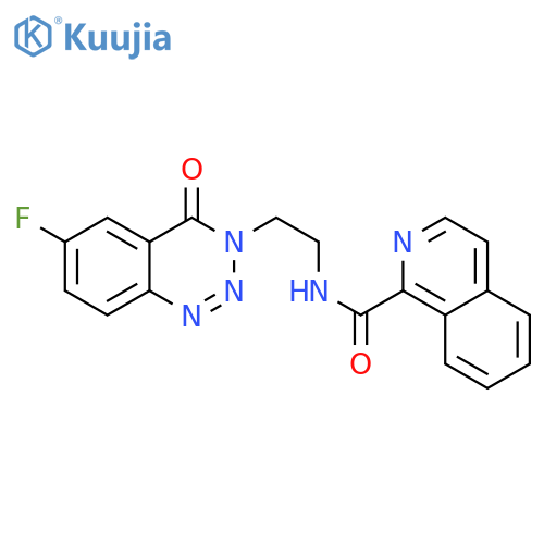 N-2-(6-fluoro-4-oxo-3,4-dihydro-1,2,3-benzotriazin-3-yl)ethylisoquinoline-1-carboxamide structure