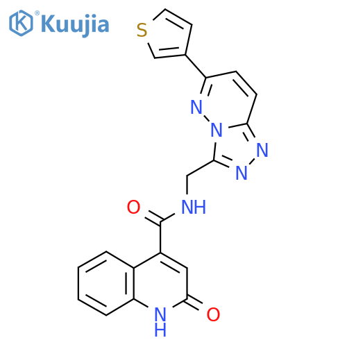 2-hydroxy-N-{6-(thiophen-3-yl)-1,2,4triazolo4,3-bpyridazin-3-ylmethyl}quinoline-4-carboxamide structure