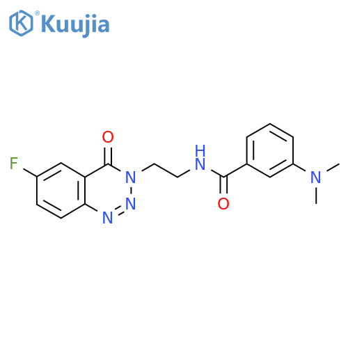 3-(dimethylamino)-N-2-(6-fluoro-4-oxo-3,4-dihydro-1,2,3-benzotriazin-3-yl)ethylbenzamide structure