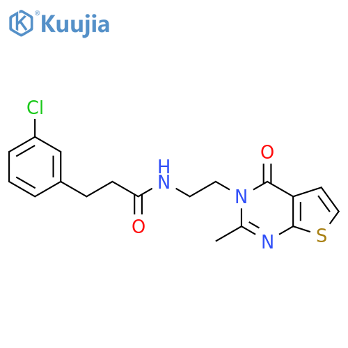3-(3-chlorophenyl)-N-(2-{2-methyl-4-oxo-3H,4H-thieno[2,3-d]pyrimidin-3-yl}ethyl)propanamide structure