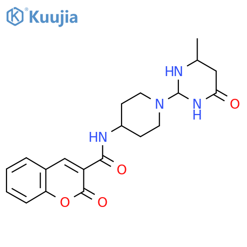 N-[1-(4-methyl-6-oxo-1,6-dihydropyrimidin-2-yl)piperidin-4-yl]-2-oxo-2H-chromene-3-carboxamide structure
