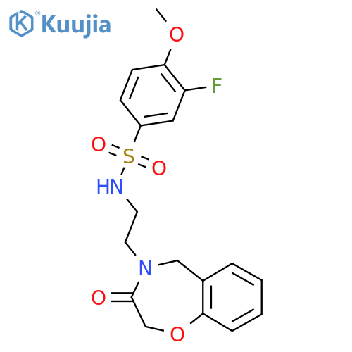 3-fluoro-4-methoxy-N-2-(3-oxo-2,3,4,5-tetrahydro-1,4-benzoxazepin-4-yl)ethylbenzene-1-sulfonamide structure