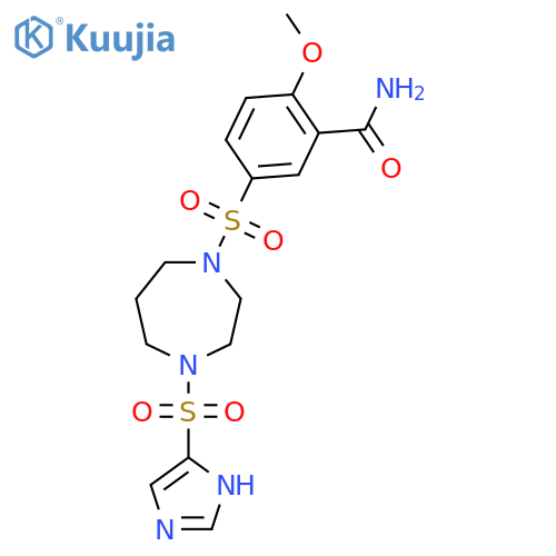 5-{4-(1H-imidazole-4-sulfonyl)-1,4-diazepan-1-ylsulfonyl}-2-methoxybenzamide structure