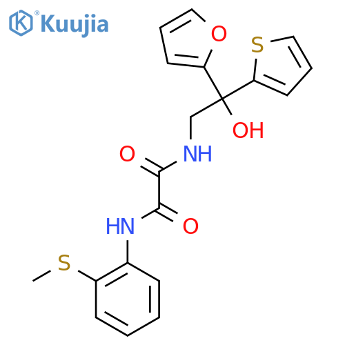 N-2-(furan-2-yl)-2-hydroxy-2-(thiophen-2-yl)ethyl-N'-2-(methylsulfanyl)phenylethanediamide structure