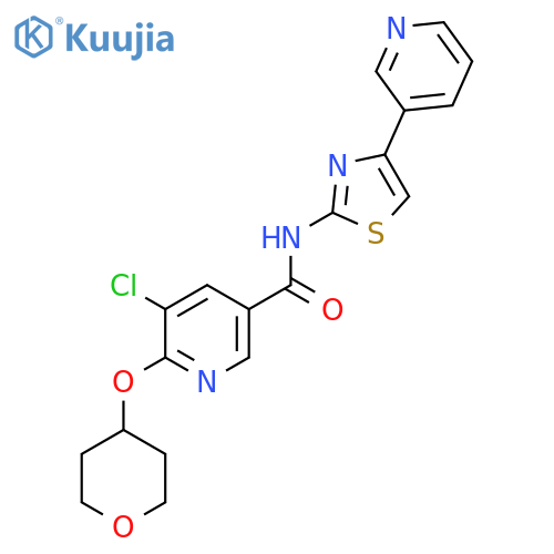 5-chloro-N-(4-(pyridin-3-yl)thiazol-2-yl)-6-((tetrahydro-2H-pyran-4-yl)oxy)nicotinamide structure