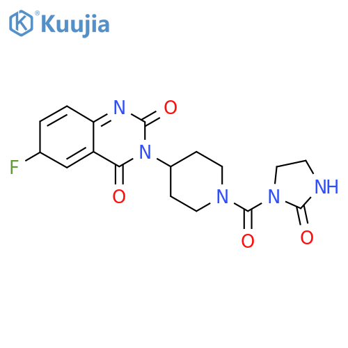 6-fluoro-3-1-(2-oxoimidazolidine-1-carbonyl)piperidin-4-yl-1,2,3,4-tetrahydroquinazoline-2,4-dione structure