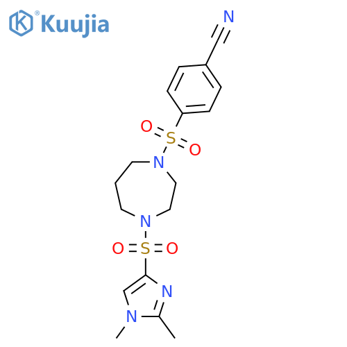 4-({4-(1,2-dimethyl-1H-imidazol-4-yl)sulfonyl-1,4-diazepan-1-yl}sulfonyl)benzonitrile structure