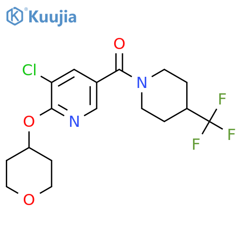 (5-chloro-6-((tetrahydro-2H-pyran-4-yl)oxy)pyridin-3-yl)(4-(trifluoromethyl)piperidin-1-yl)methanone structure