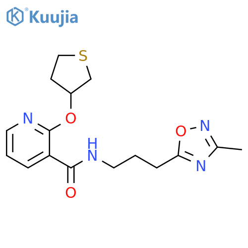 N-[3-(3-methyl-1,2,4-oxadiazol-5-yl)propyl]-2-(thiolan-3-yloxy)pyridine-3-carboxamide structure