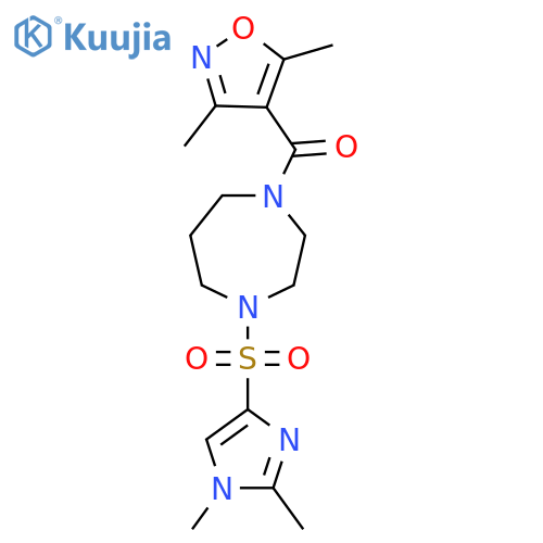 1-(3,5-dimethyl-1,2-oxazole-4-carbonyl)-4-[(1,2-dimethyl-1H-imidazol-4-yl)sulfonyl]-1,4-diazepane structure