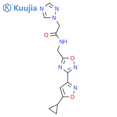 N-{3-(5-cyclopropyl-1,2-oxazol-3-yl)-1,2,4-oxadiazol-5-ylmethyl}-2-(1H-1,2,4-triazol-1-yl)acetamide structure
