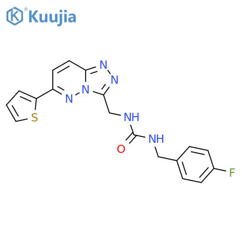 1-(4-fluorophenyl)methyl-3-{6-(thiophen-2-yl)-1,2,4triazolo4,3-bpyridazin-3-ylmethyl}urea structure