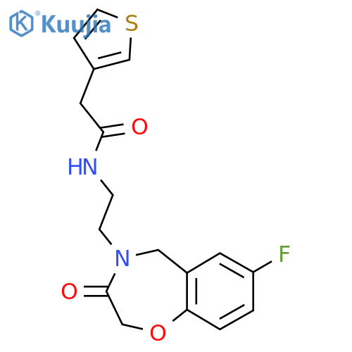 N-[2-(7-fluoro-3-oxo-2,3,4,5-tetrahydro-1,4-benzoxazepin-4-yl)ethyl]-2-(thiophen-3-yl)acetamide structure