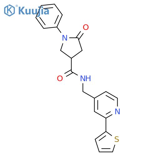 5-oxo-1-phenyl-N-{2-(thiophen-2-yl)pyridin-4-ylmethyl}pyrrolidine-3-carboxamide structure
