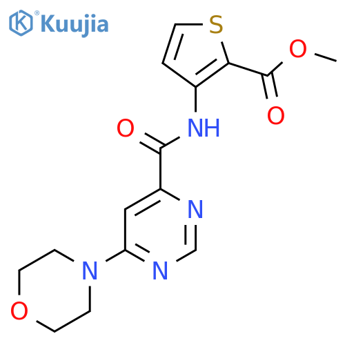methyl 3-[6-(morpholin-4-yl)pyrimidine-4-amido]thiophene-2-carboxylate structure