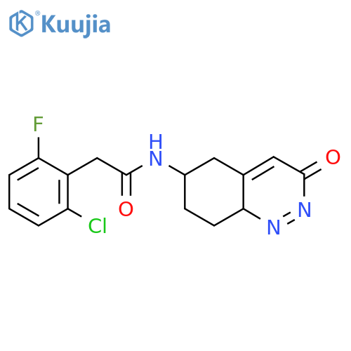 2-(2-chloro-6-fluorophenyl)-N-(3-oxo-2,3,5,6,7,8-hexahydrocinnolin-6-yl)acetamide structure