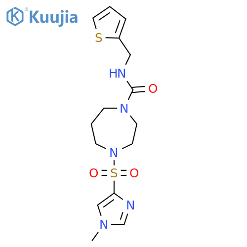 4-(1-methyl-1H-imidazol-4-yl)sulfonyl-N-(thiophen-2-yl)methyl-1,4-diazepane-1-carboxamide structure