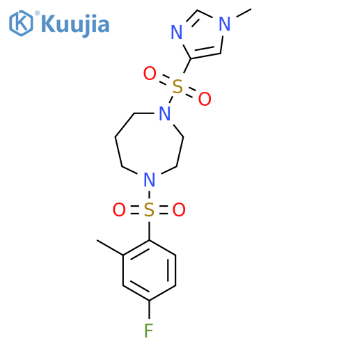 1-(4-fluoro-2-methylbenzenesulfonyl)-4-(1-methyl-1H-imidazol-4-yl)sulfonyl-1,4-diazepane structure