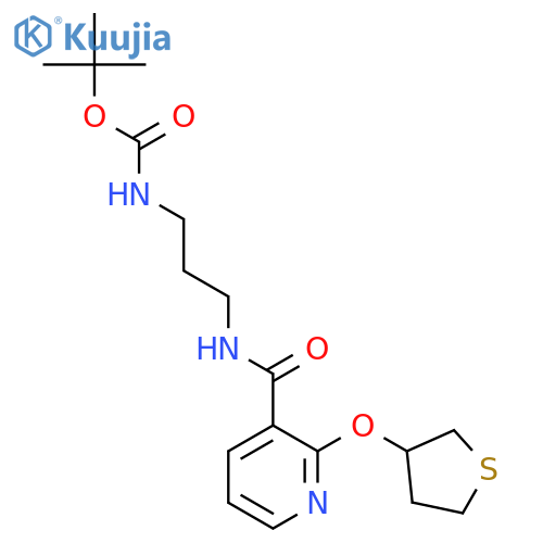 Tert-butyl (3-(2-((tetrahydrothiophen-3-yl)oxy)nicotinamido)propyl)carbamate structure