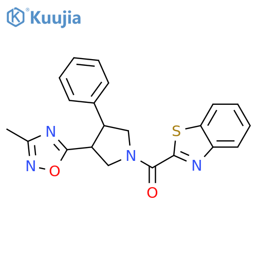 2-[3-(3-methyl-1,2,4-oxadiazol-5-yl)-4-phenylpyrrolidine-1-carbonyl]-1,3-benzothiazole structure