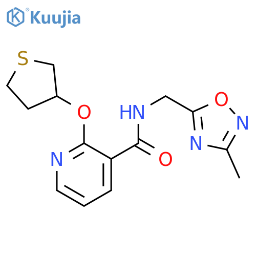 N-[(3-methyl-1,2,4-oxadiazol-5-yl)methyl]-2-(thiolan-3-yloxy)pyridine-3-carboxamide structure