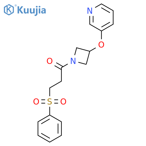 3-(benzenesulfonyl)-1-3-(pyridin-3-yloxy)azetidin-1-ylpropan-1-one structure