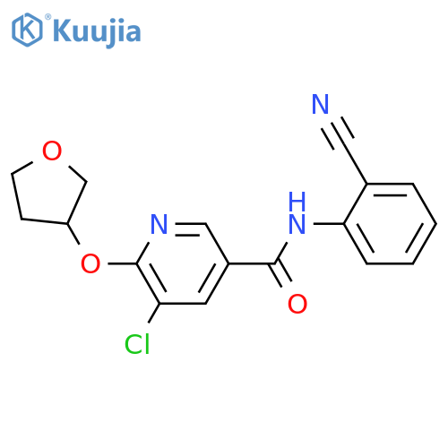 5-chloro-N-(2-cyanophenyl)-6-(oxolan-3-yloxy)pyridine-3-carboxamide structure