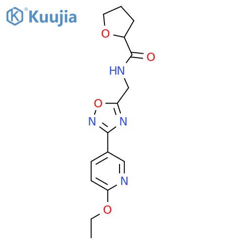 N-{3-(6-ethoxypyridin-3-yl)-1,2,4-oxadiazol-5-ylmethyl}oxolane-2-carboxamide structure
