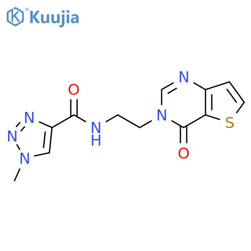 1-methyl-N-(2-{4-oxo-3H,4H-thieno3,2-dpyrimidin-3-yl}ethyl)-1H-1,2,3-triazole-4-carboxamide structure