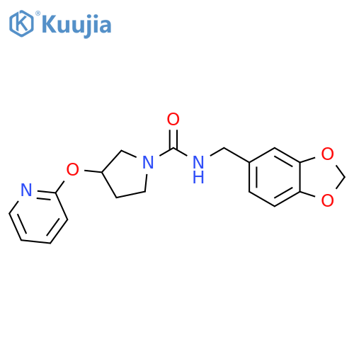 N-(benzo[d][1,3]dioxol-5-ylmethyl)-3-(pyridin-2-yloxy)pyrrolidine-1-carboxamide structure