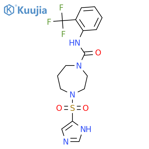 4-(1H-imidazole-4-sulfonyl)-N-2-(trifluoromethyl)phenyl-1,4-diazepane-1-carboxamide structure