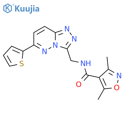 3,5-dimethyl-N-{6-(thiophen-2-yl)-1,2,4triazolo4,3-bpyridazin-3-ylmethyl}-1,2-oxazole-4-carboxamide structure