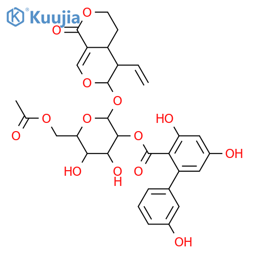 Sweroside; 2'-O-(3,3',5-Trihydroxy-2-biphenylcarbonyl), 6'-Ac structure