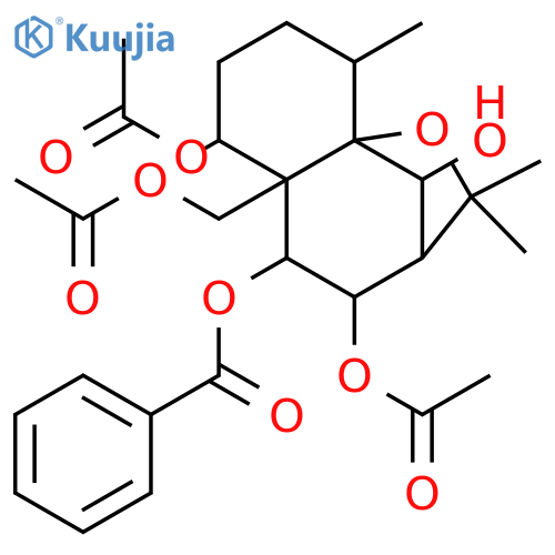 1,6,8,9,14-Pentahydroxydihydro-β-agarofuran; (1α,6β,8α,9α)-form, 9-Benzoyl, 1,8,14-tri-Ac structure